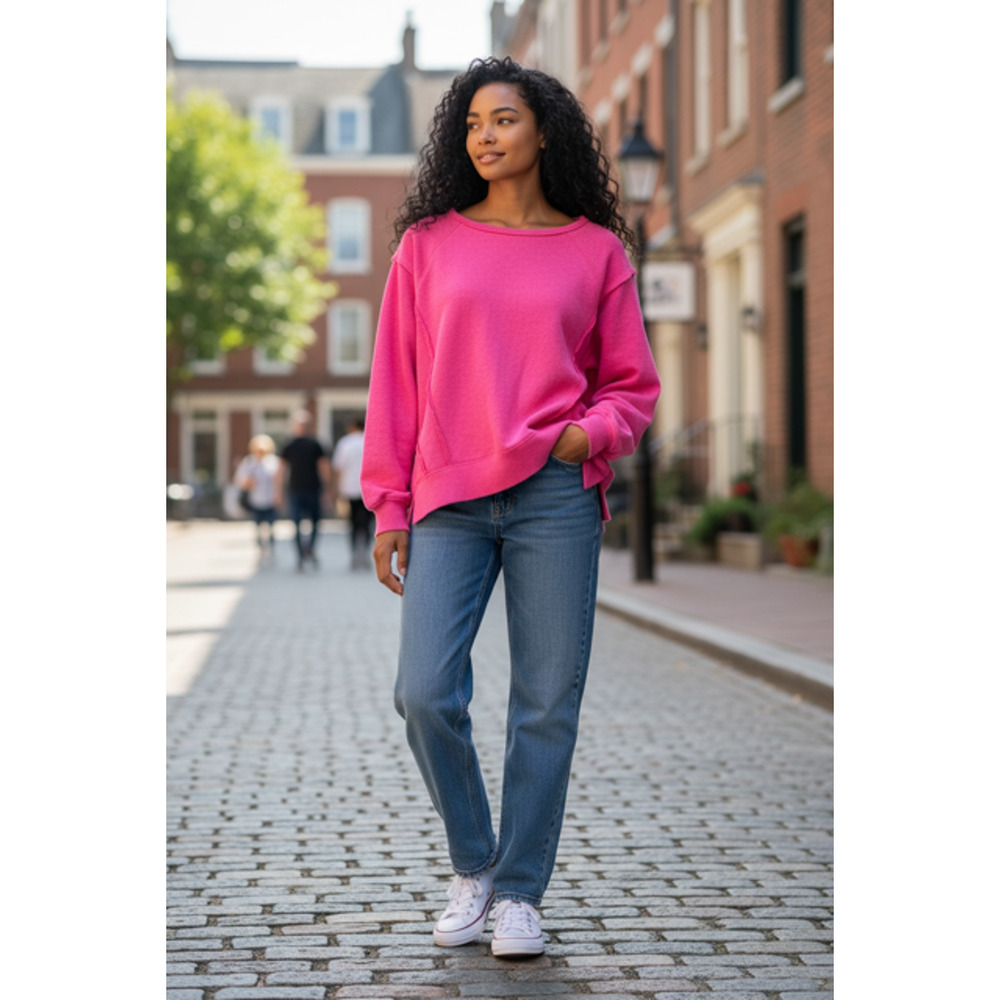 Zenana - Oversize Hacci Fleece Hoodie - Small/Medium